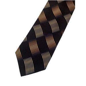 Y2k Vintage Enrico Venturi Cravatte Tie Italian Silk  Navy Blue Grandpa